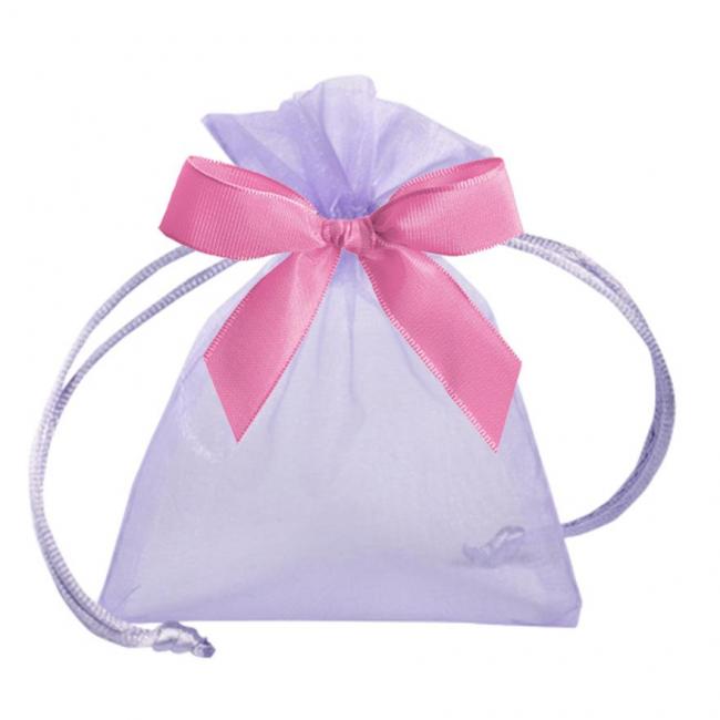 POCHETTE ORGANDI MYRTILLE AVEC RUBAN