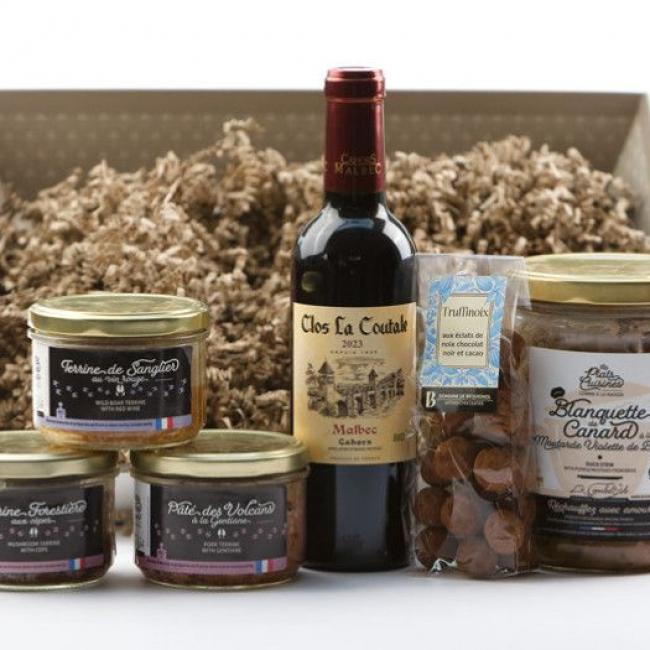 Coffret gourmand du terroir sp&eacute;cialit&eacute;s corr&eacute;ziennes et vin