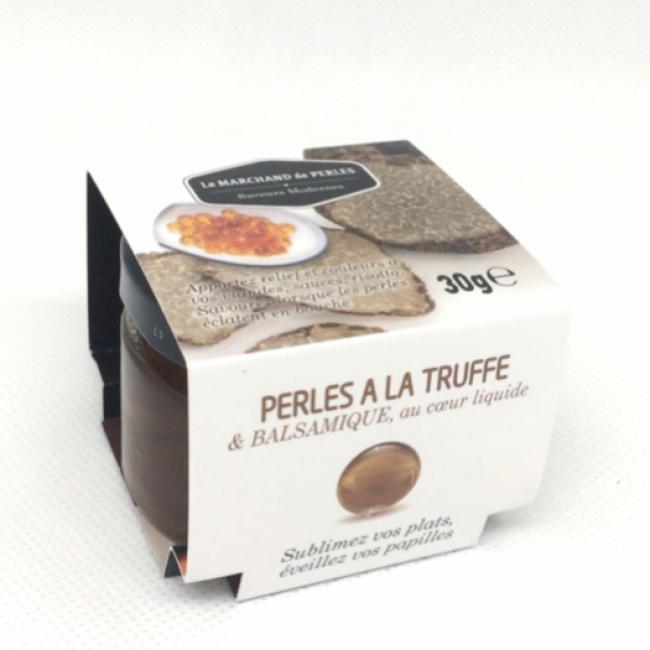 Perles à la truffe et balsamique, au coeur liquide