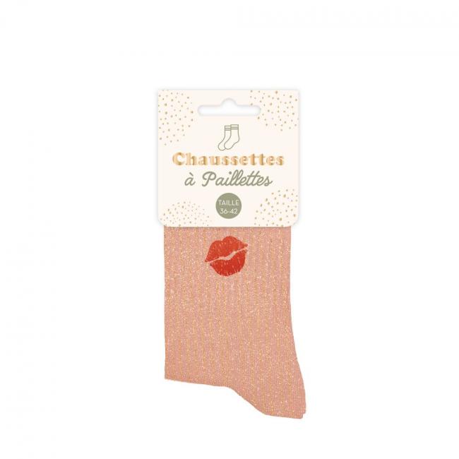 CHAUSSETTES A PAILLETTES - MOTIF BISOU