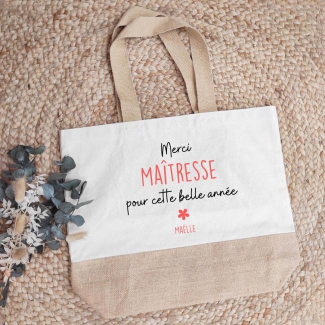 SAC TOILE DE JUTE & COTON "CORAIL"
