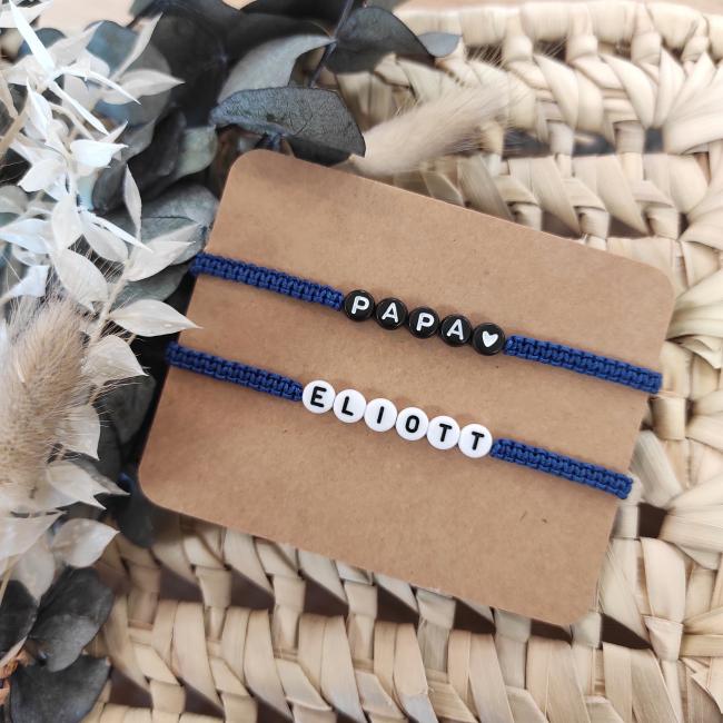 Bracelet macramé personnalisable - Tressage bleu