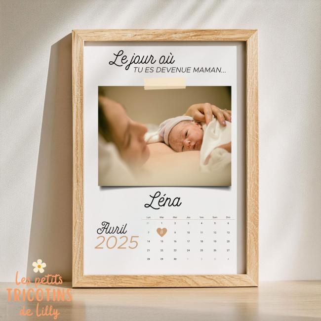 CADRE PERSONNALIS&Eacute; &ndash; &ldquo;LE JOUR O&Ugrave;&hellip;&rdquo; AVEC PHOTO, PR&Eacute;NOM ET DATE DE NAISSANCE