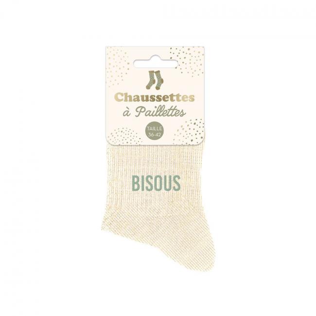 CHAUSSETTES A PAILLETTES - BISOUS BEIGE