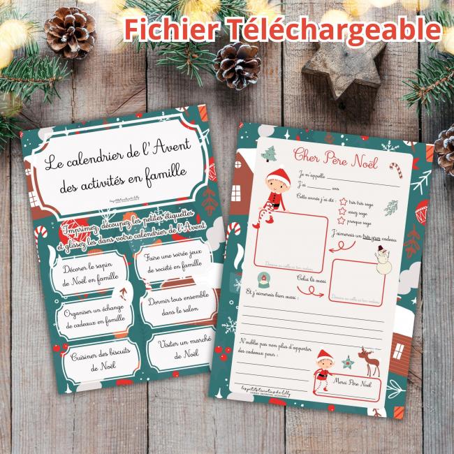 KIT LETTRE AU PERE NO&Euml;L ET CALENDRIER DE L&rsquo;AVENT D&rsquo;ACTIVITES EN FAMILLE
