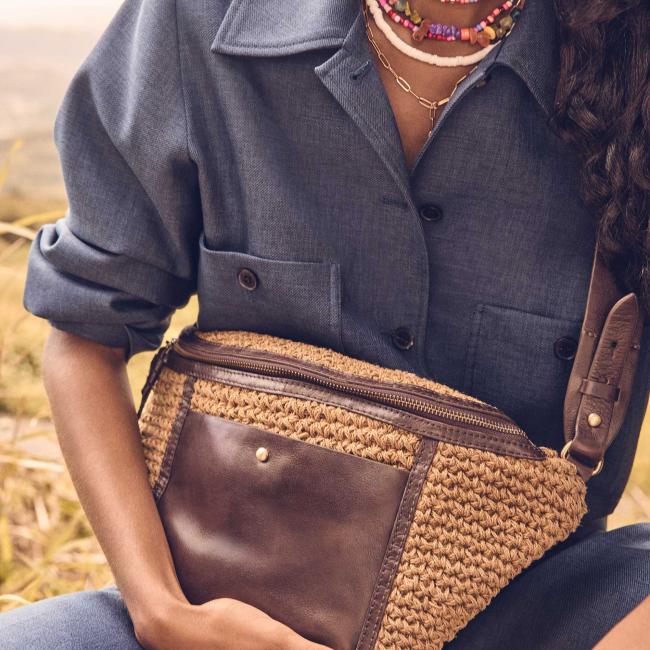 Banane en cuir et jute GABRIEL XL