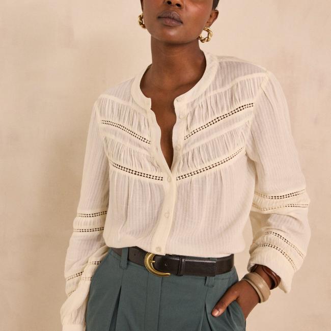 Blouse brod&eacute;e &agrave; manches longues MAYA