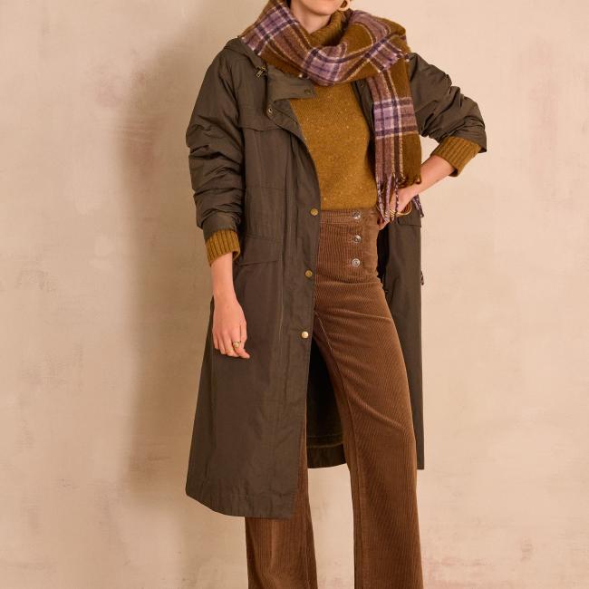 Pantalon taille haute large OXAN en velours c&ocirc;tel&eacute;