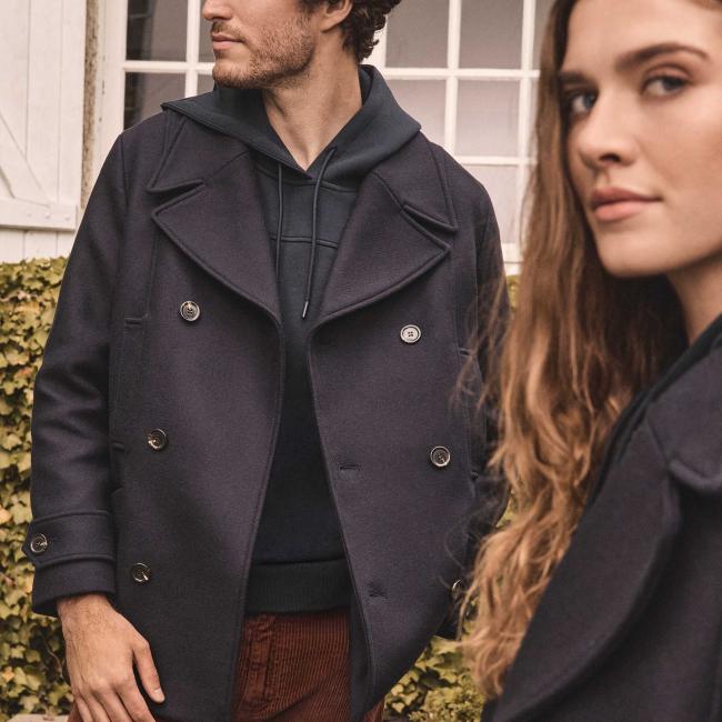 Manteau caban unisexe en laine ENCHANTEUR