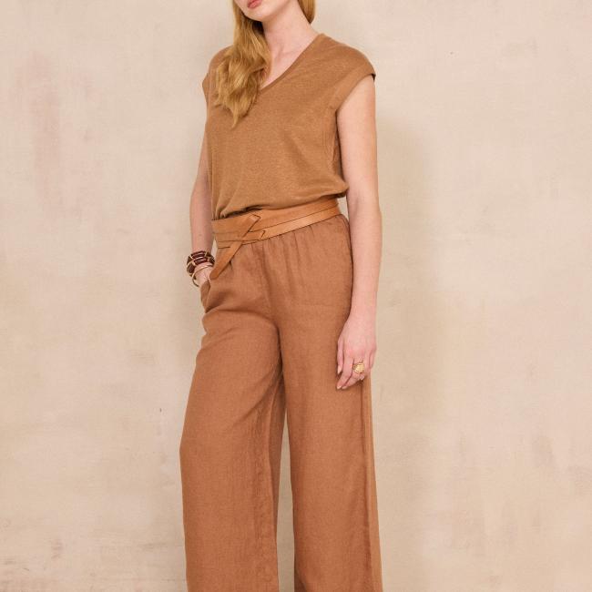 Pantalon large en lin TIM