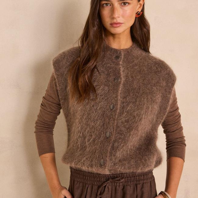 Gilet sans manches en mohair m&eacute;lang&eacute; AYMIE