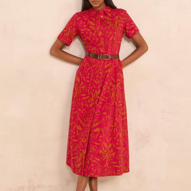 Robe droite imprim&eacute;e en coton PALMA