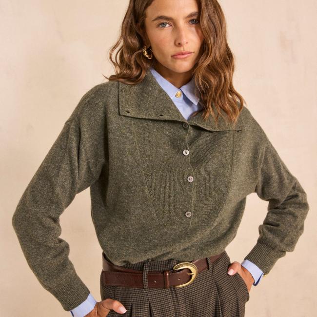 Pull &agrave; manches longues en laine et yack m&eacute;lang&eacute;s ALEXANDER
