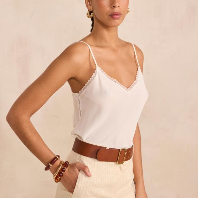 Top &agrave; bretelles en soie DEMIE