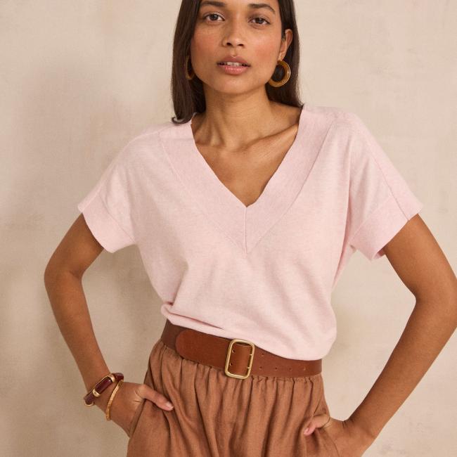 Pull &agrave; manches courtes en coton PRETTY