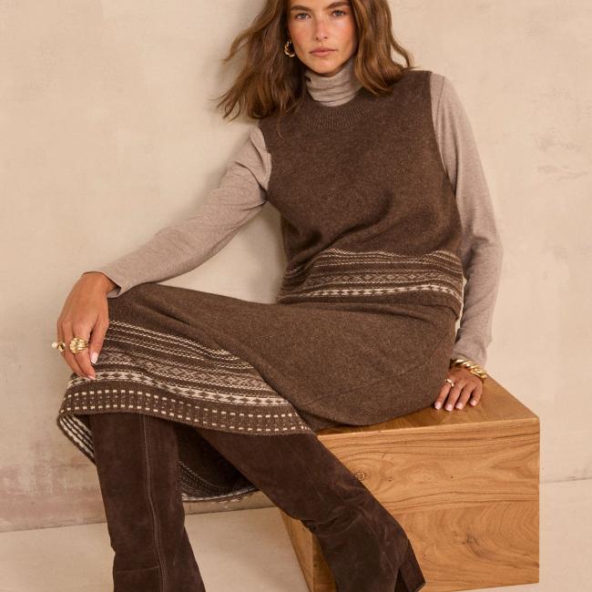 Jupe midi en maille douce VAGUE 