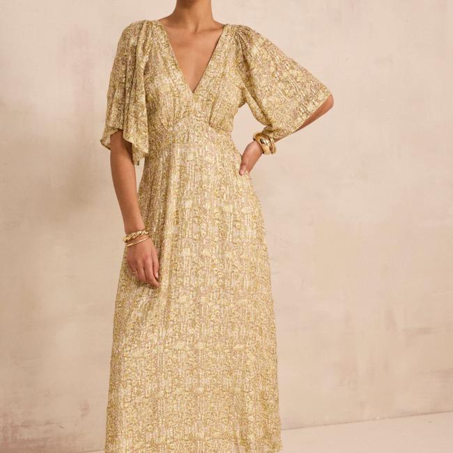 Robe fluide &agrave; imprim&eacute; brillantBRIDGET