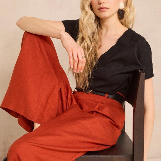 Pull &agrave; manches courtes en coton PRETTY