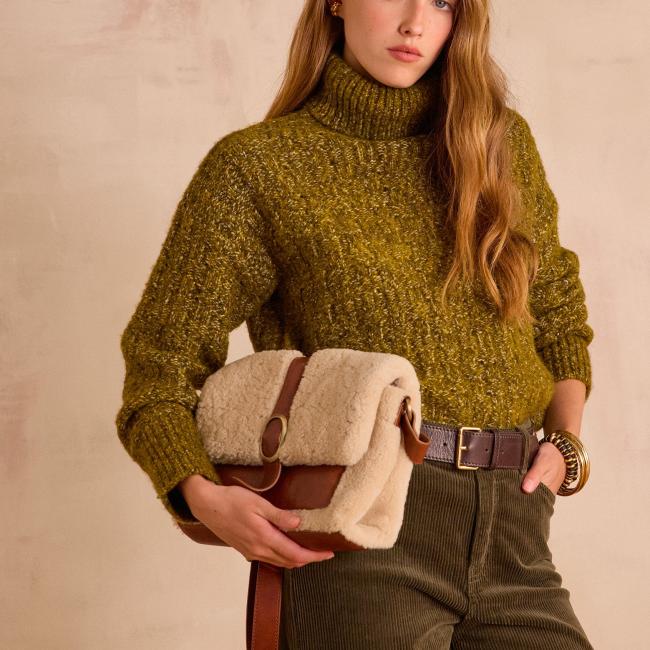 Pull col roulé BRANDY en laine et coton