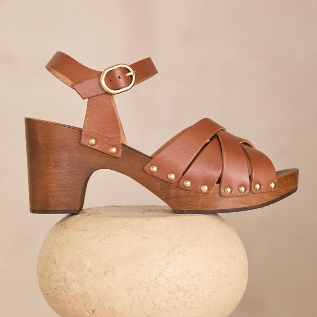 Sandales &agrave; talons en cuir SIA