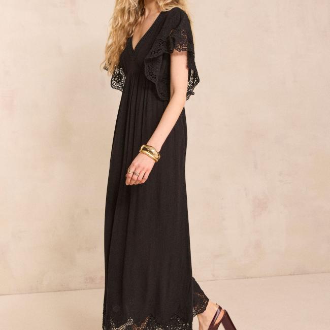 Robe fluide &agrave; dentelle BRIANA