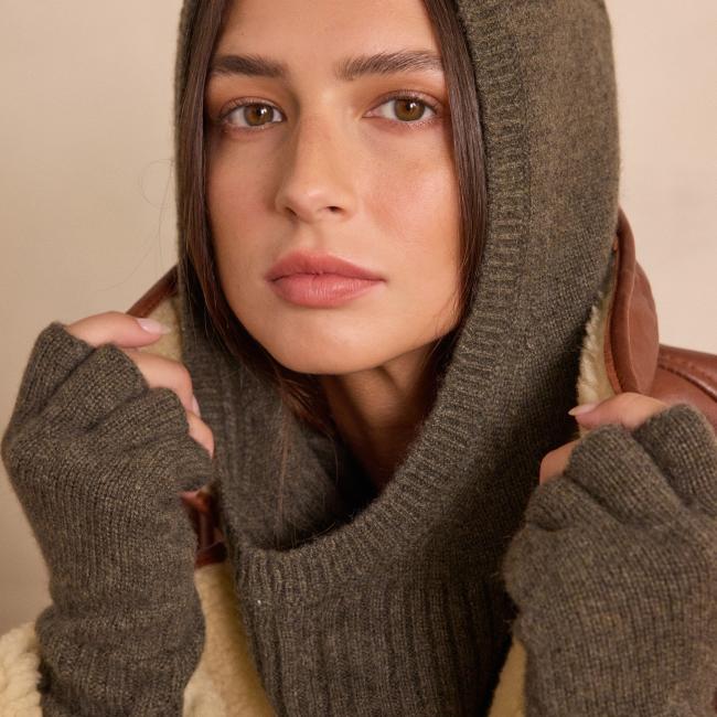 Cagoule en 100% cachemire recycl&eacute; 2 fils HECTOR