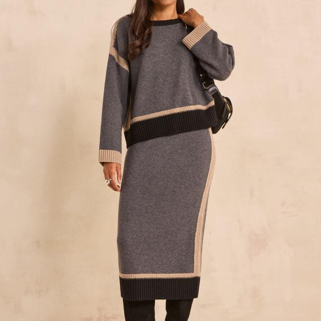 Jupe en maille droite en laine VALERIE
