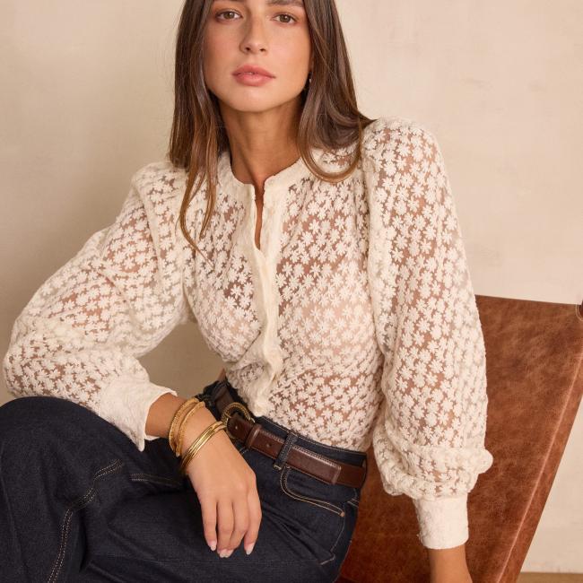 Chemise CAMOMILLE en coton brod&eacute;e