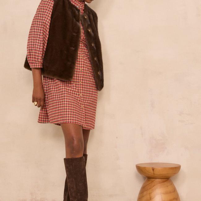 Robe fluide &agrave; carreaux PARKER