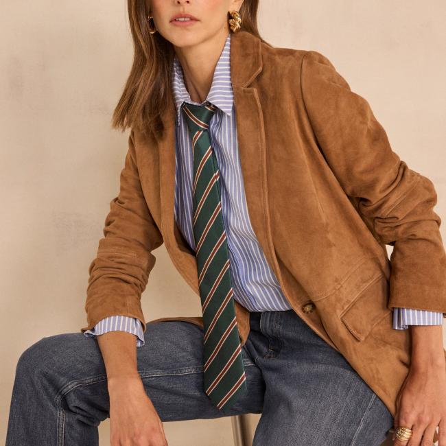Blazer en cuir suede NELIA