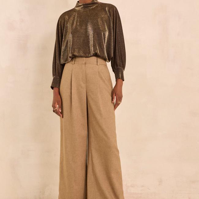 Pantalon taille haute bronze FLAUBERT