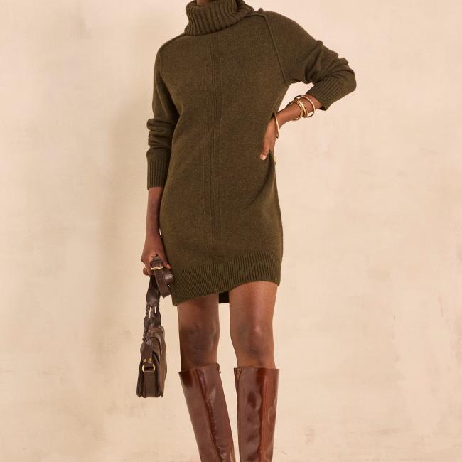 Robe maille droite laine m&eacute;lang&eacute;e PARFAITE 