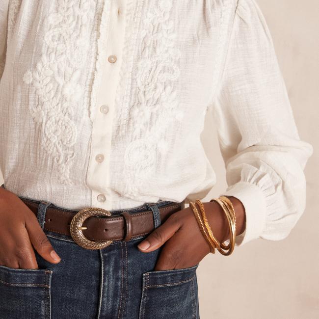 Blouse BROOKE en coton brodée