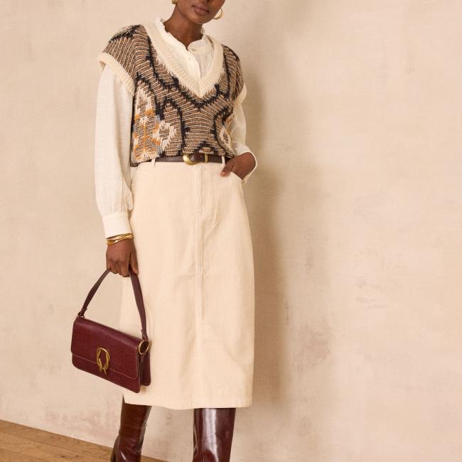 Jupe en velours c&ocirc;tel&eacute; KAYNE