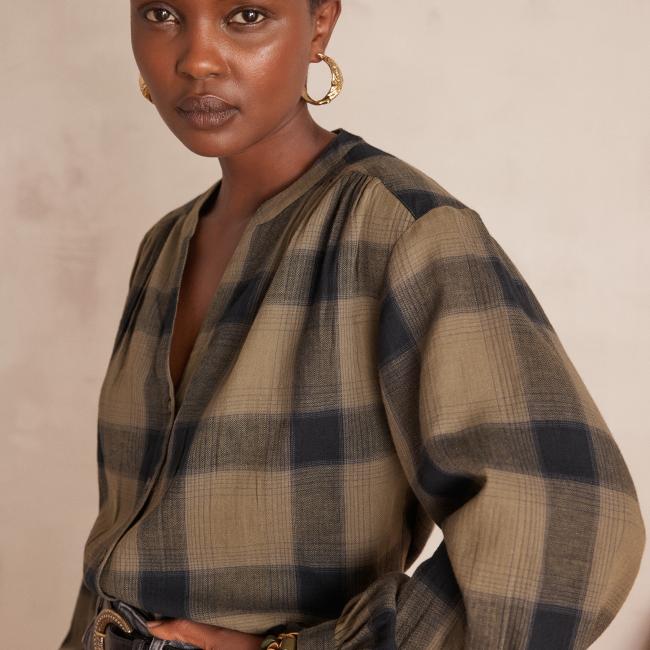 Blouse à carreaux SAMANTHA 100% coton