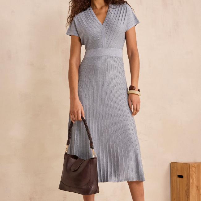 Robe en maille droite &agrave; paillettes BARI