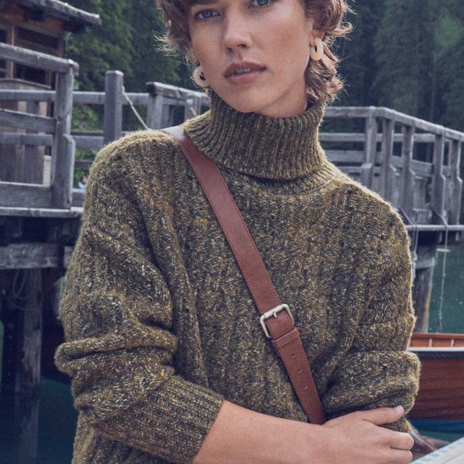 Pull col roulé BRANDY en laine et coton