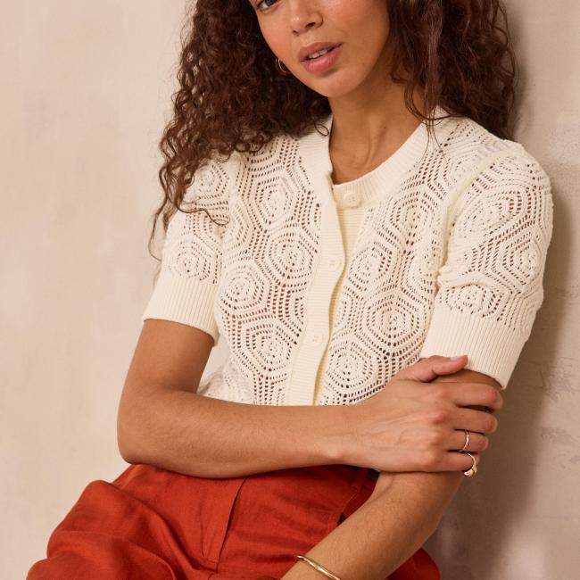 Gilet &agrave; manches courtes en coton PLUME