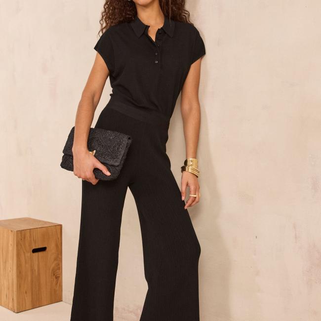 Pantalon large en maille fine TIBAUT