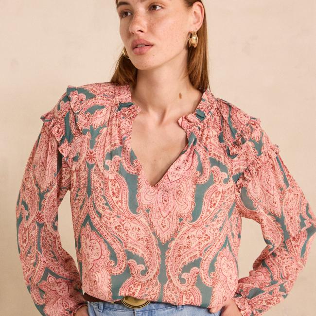 Blouse imprim&eacute;e &agrave; manches longues MALOE