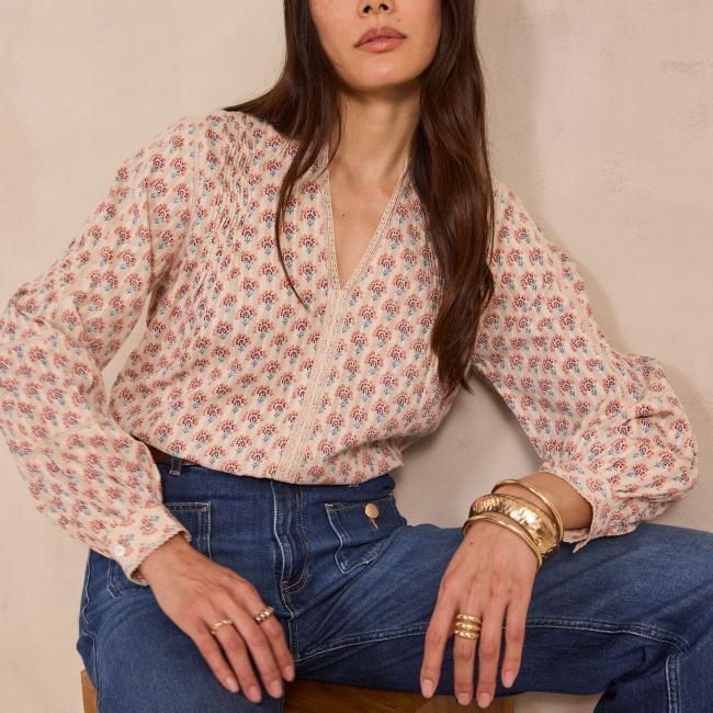 Blouse imprim&eacute;e en coton DENNY