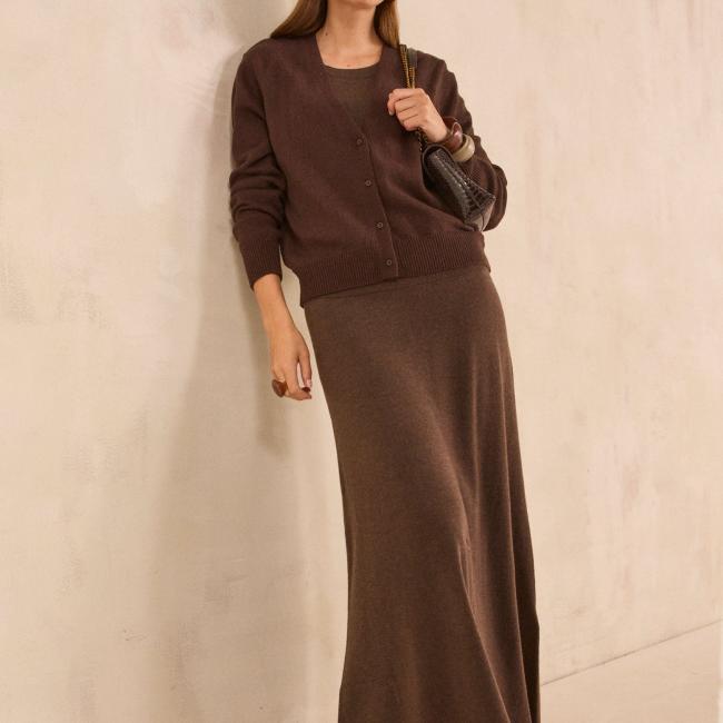 Robe droite en laine m&eacute;lang&eacute;e PEYTON