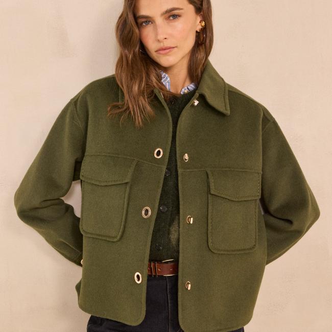 Blouson en laine m&eacute;lang&eacute;e CLEA