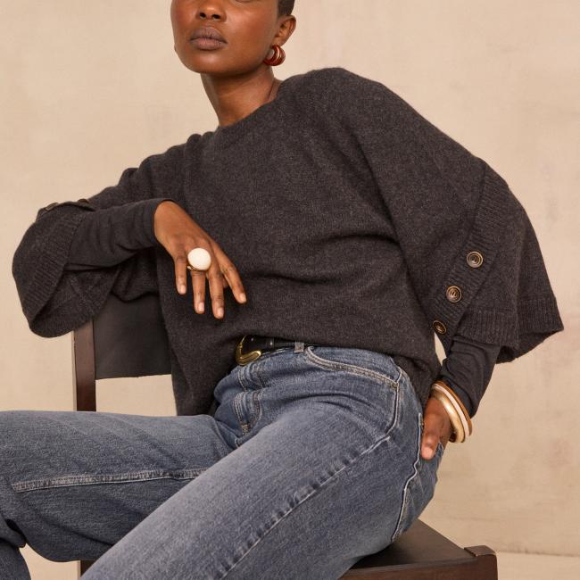 Pull en cachemire &agrave; manches 3/4 ALYA