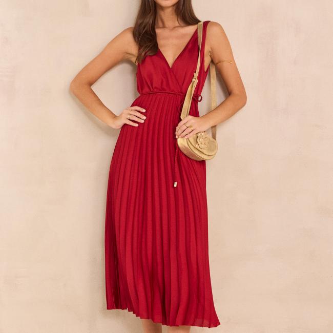 Robe pliss&eacute;e sans manche PLUME