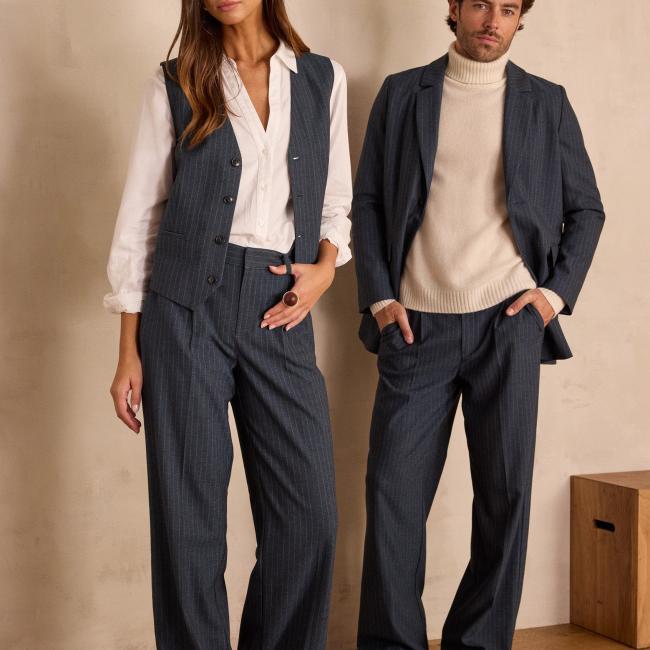 Pantalon large de tailleur à rayures unisexe PASSIONNANT