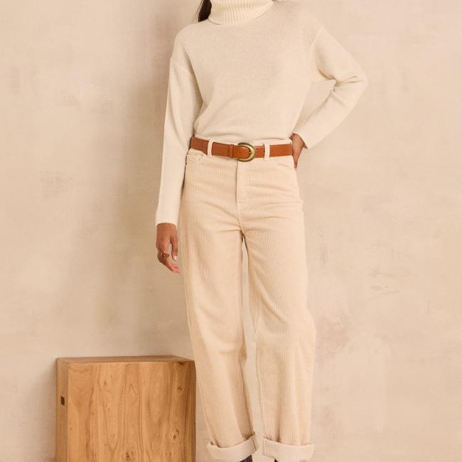 Pantalon large en velours c&ocirc;tel&eacute; de coton AGATHE