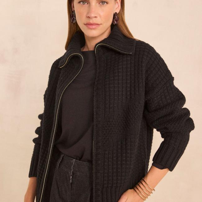 Gilet manches longues laine m&eacute;lang&eacute;e ALEXIS