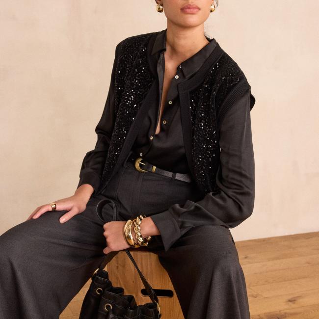 Gilet sans manches &agrave; sequins BECKA