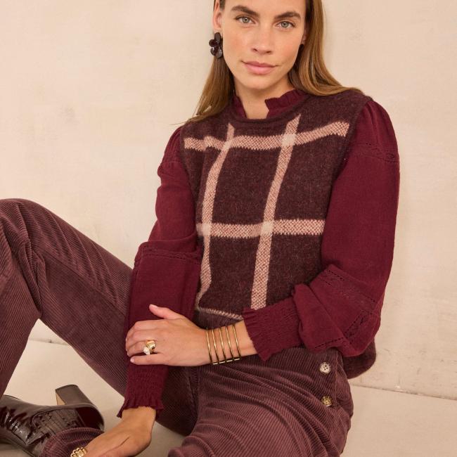 Pull sans manches en alpaga et laine m&eacute;lang&eacute;e ADRIEN